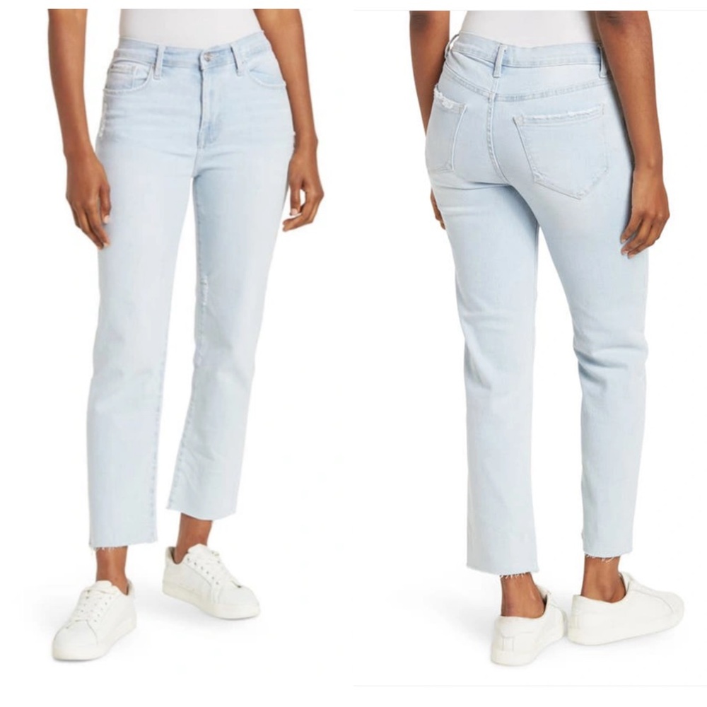 NWT Kensie High Waist Slim Straight Leg Jeans In Perth W/ Destruction size 10 - Picture 2 of 8